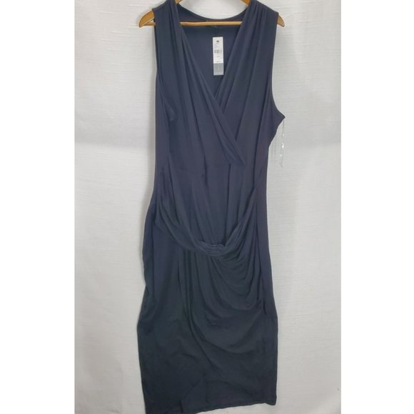 Lane Bryant Wrap Sheath Dress Womens 26/28 (4x) Black Sleeveless Stretch NWT - Picture 2 of 9